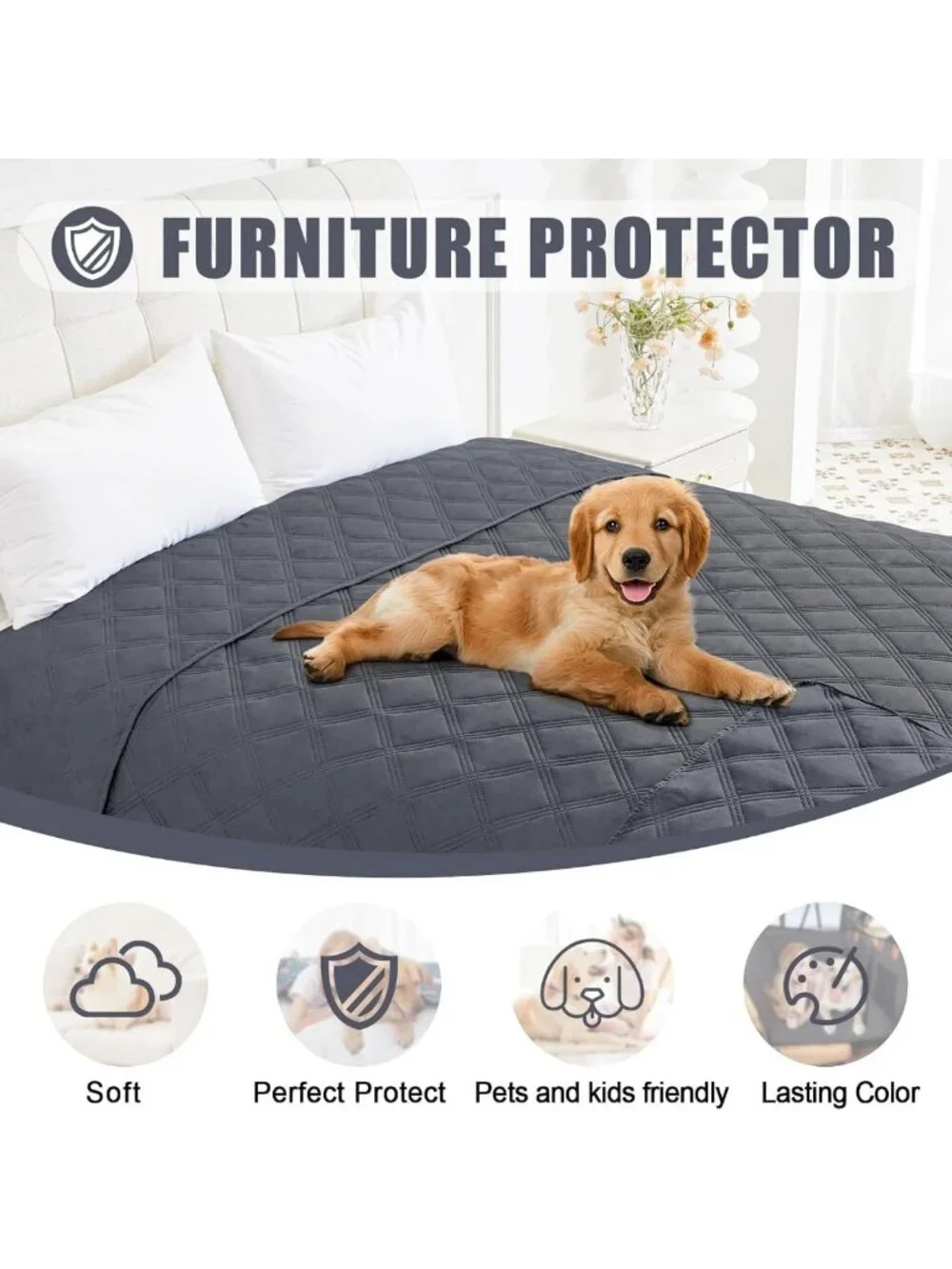 Waterproof Reversible Dog Bed Cover & Pet Blanket for Sofa Couch - Cozy